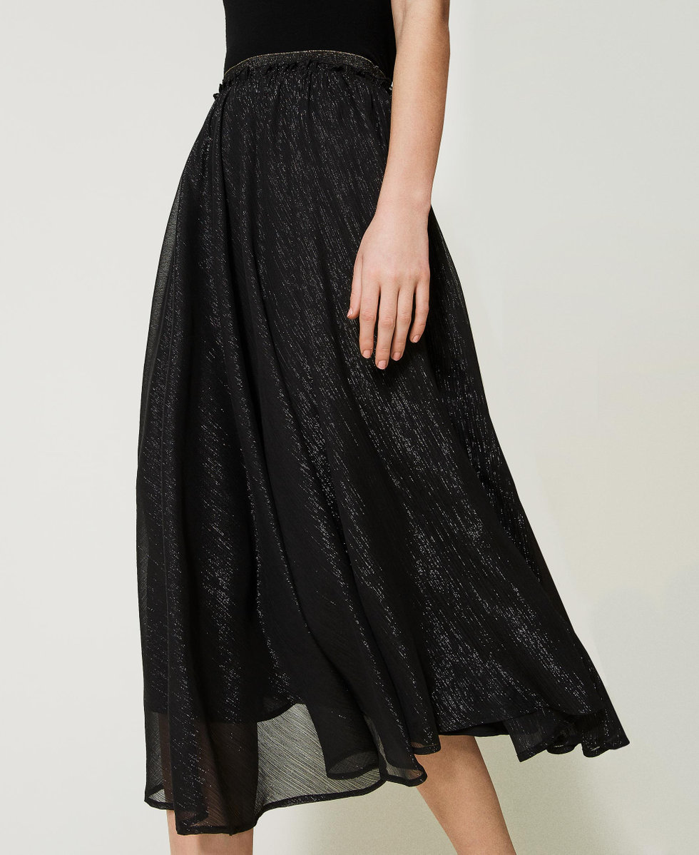 Lurex creponne midi skirt Black Woman 231TQ2074_00006_04