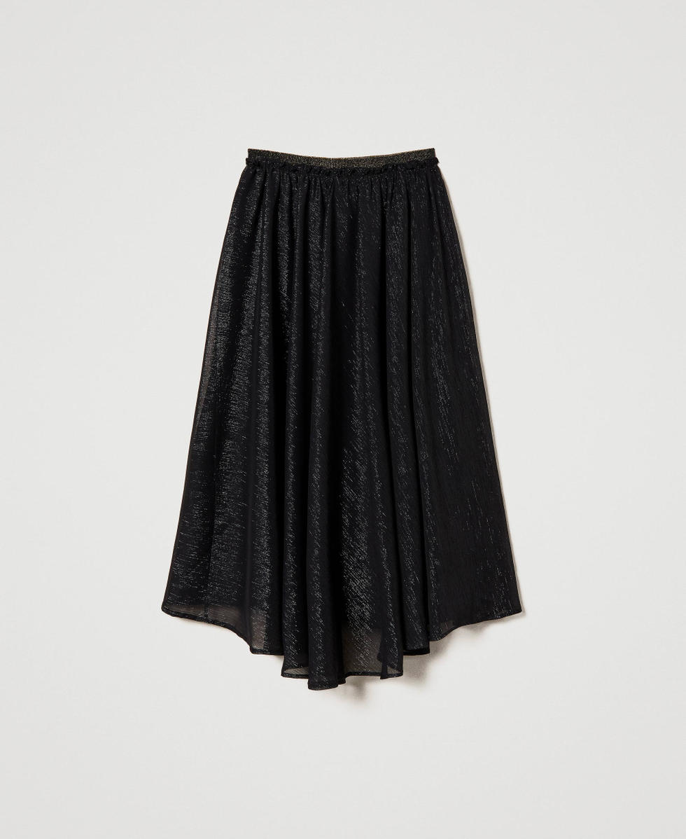 Lurex creponne midi skirt Black Woman 231TQ2074_00006_S0