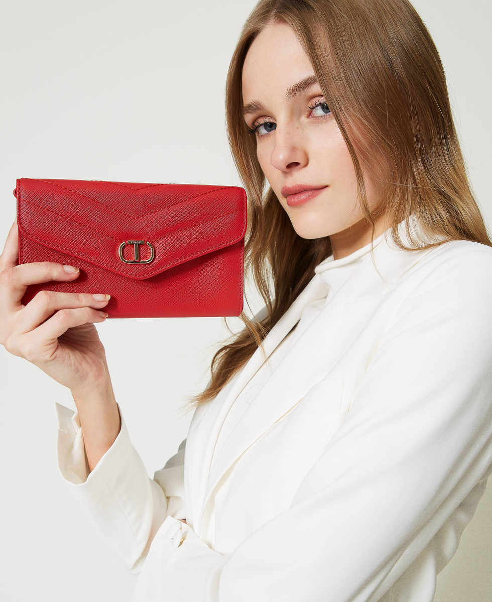Pochette pour t l phone portable avec rabat et Oval T Femme Rouge