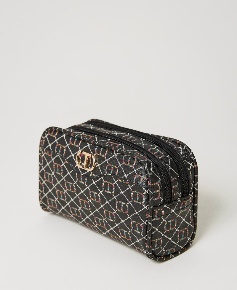 Beauty Case mit Oval T-Logo OVAL T Flower und Twinset / Schwarz Frau 231TQ7402_10354_02