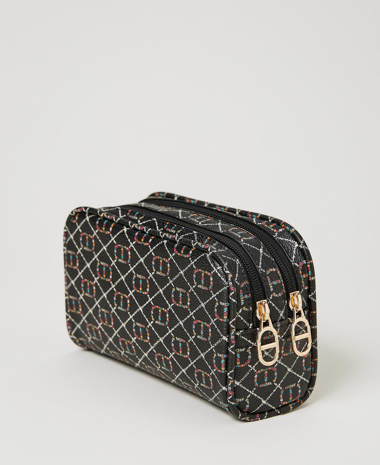 Beauty Case mit Oval T-Logo OVAL T Flower und Twinset / Schwarz Frau 231TQ7402_10354_03