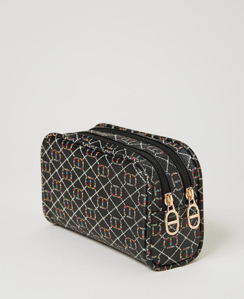 Beauty Case mit Oval T-Logo OVAL T Flower und Twinset / Schwarz Frau 231TQ7402_10354_03