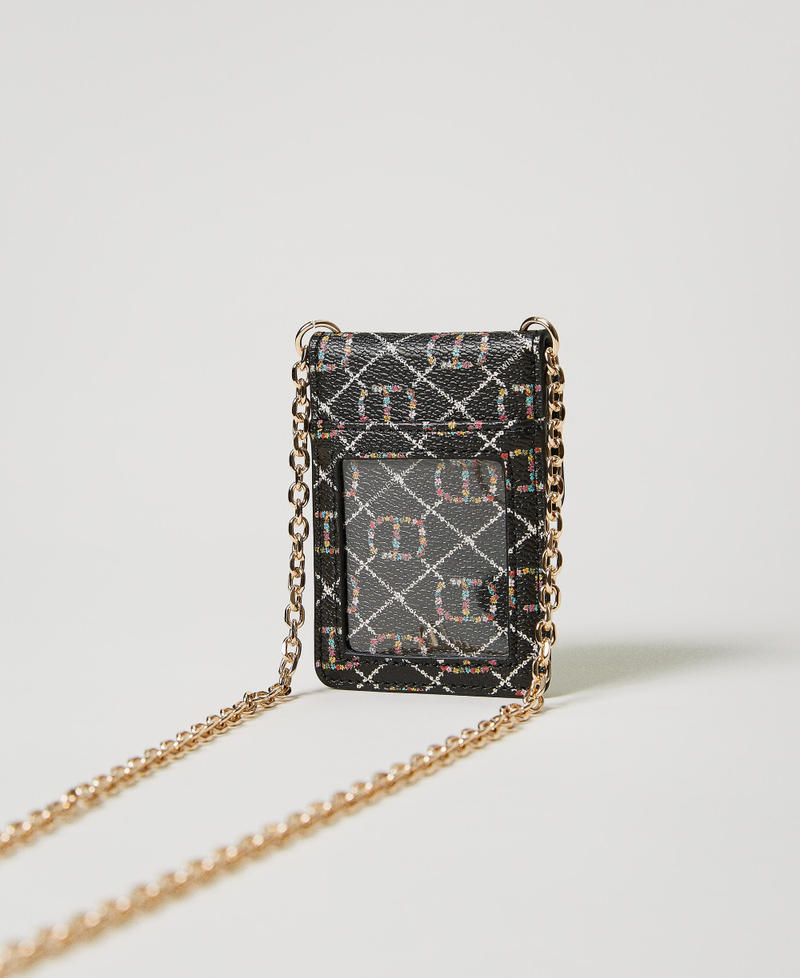 Card holder with shoulder strap and Oval T Flower Oval T and Twinset / Black Woman 231TQ7405_10354_02