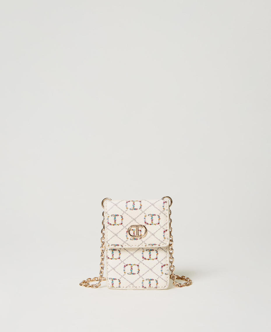 Card holder with shoulder strap and Oval T Flower Oval T and Twinset / Ivory Woman 231TQ7405_10355_01