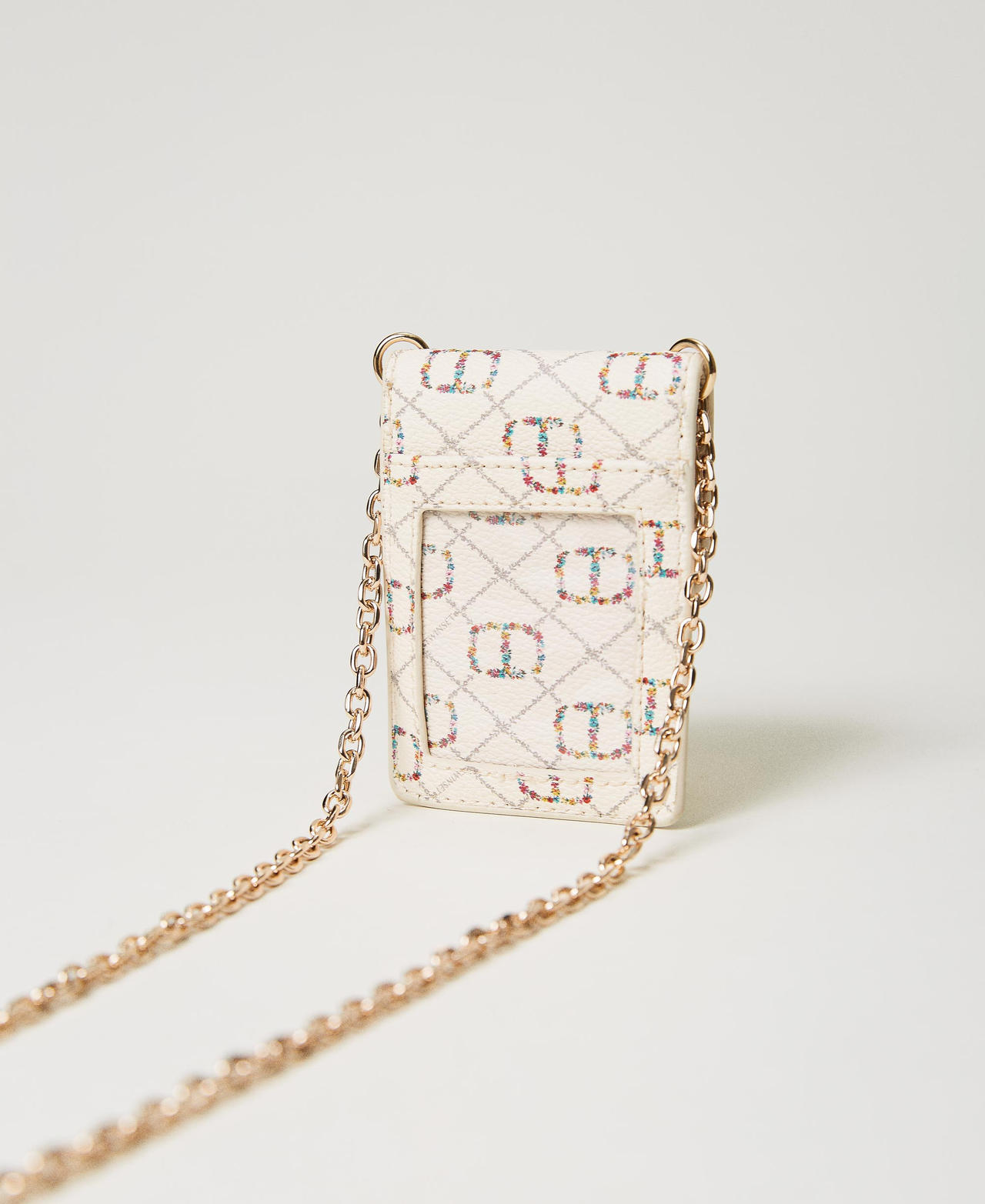 Card holder with shoulder strap and Oval T Flower Oval T and Twinset / Ivory Woman 231TQ7405_10355_02