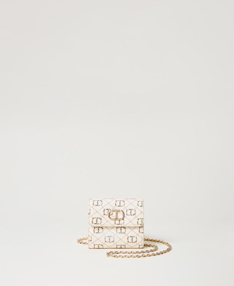 Coin holder with shoulder strap and Oval T Flower Oval T and Twinset / Ivory Woman 231TQ7408_10355_01