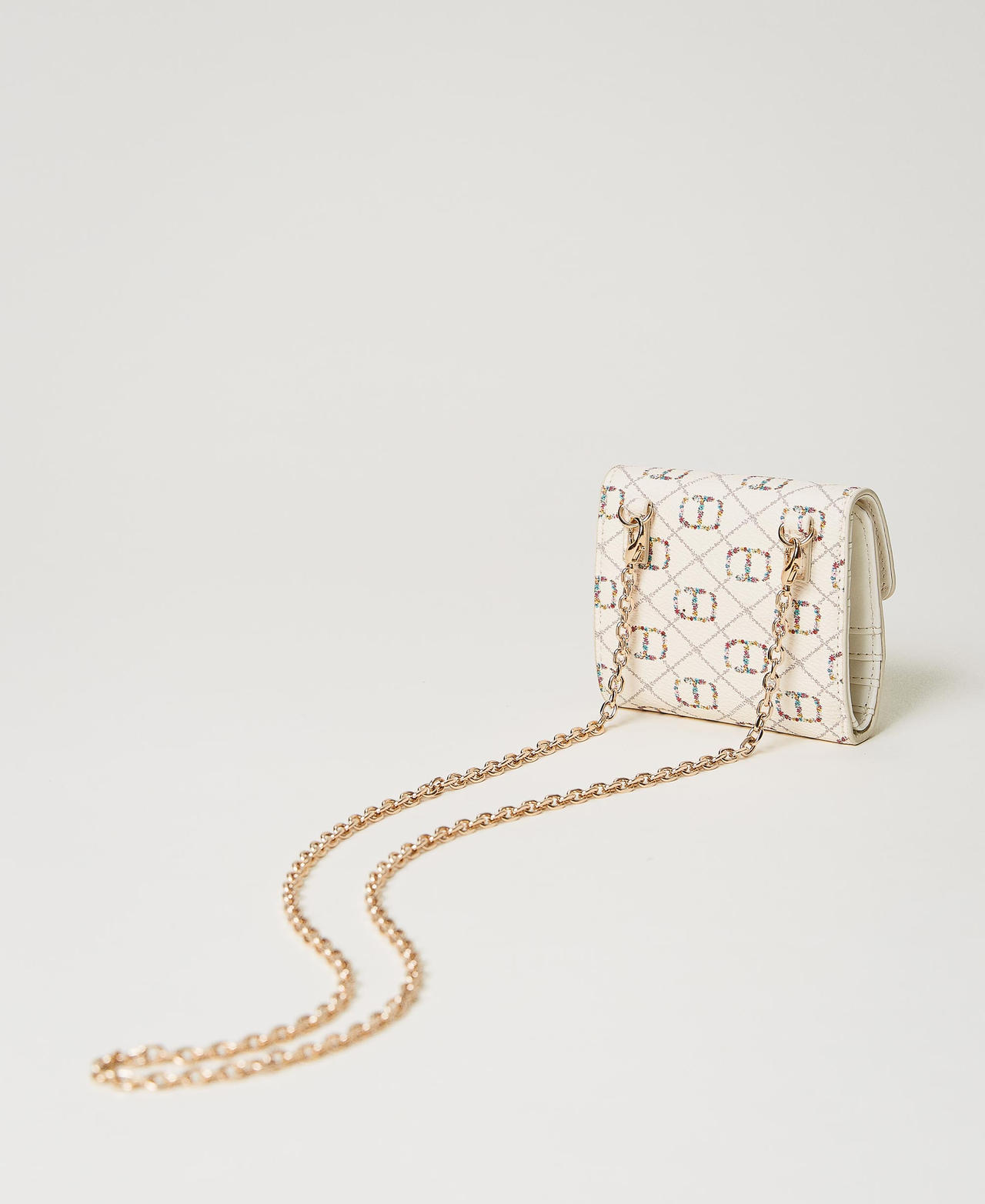 Coin holder with shoulder strap and Oval T Flower Oval T and Twinset / Ivory Woman 231TQ7408_10355_02