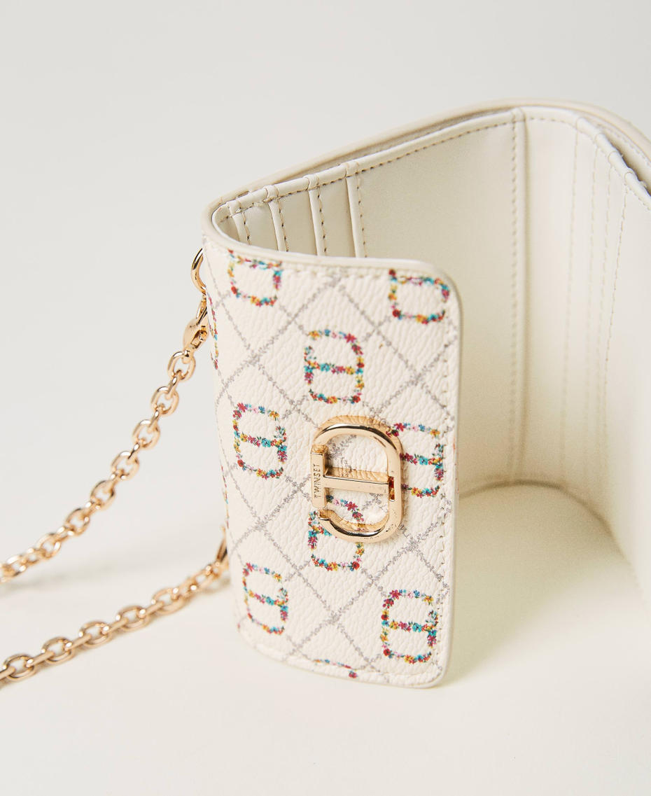 Coin holder with shoulder strap and Oval T Flower Oval T and Twinset / Ivory Woman 231TQ7408_10355_03