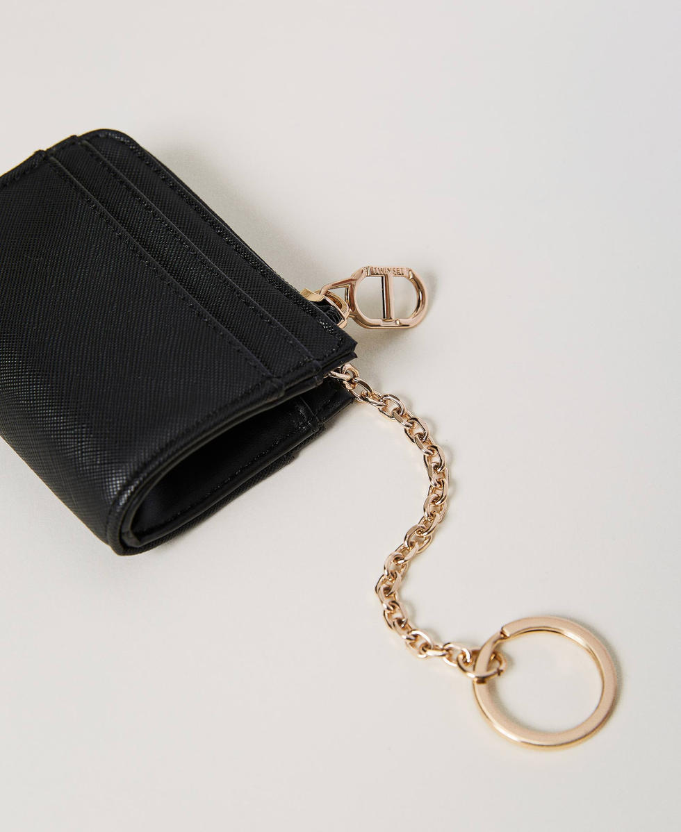 Portacarte con zip e anello portachiavi Donna Nero TWINSET Milano