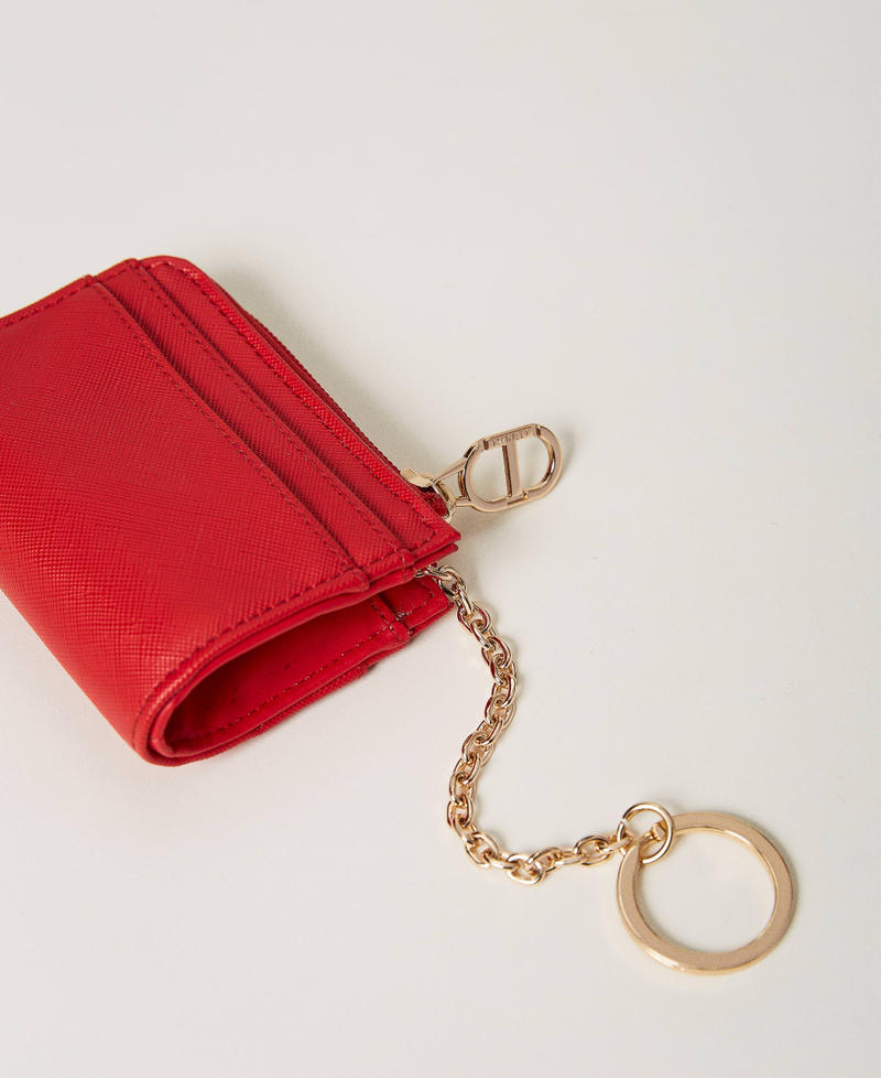 Porte-carte avec fermeture éclair et anneau porte-clés Rouge Coquelicot Femme 231TQ7409-02