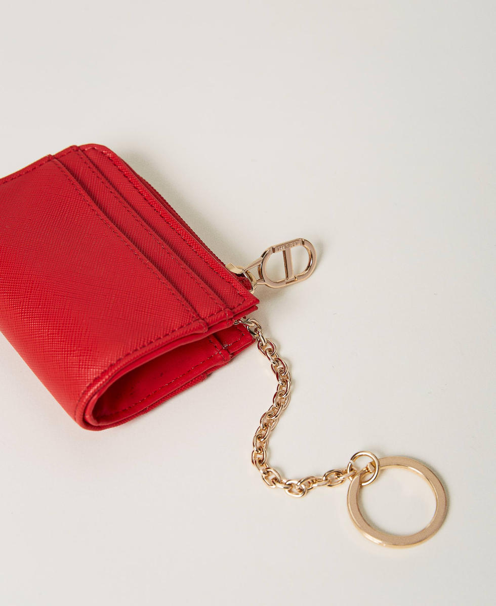 Porte-cartes en cuir avec anneau pour porte-clefs