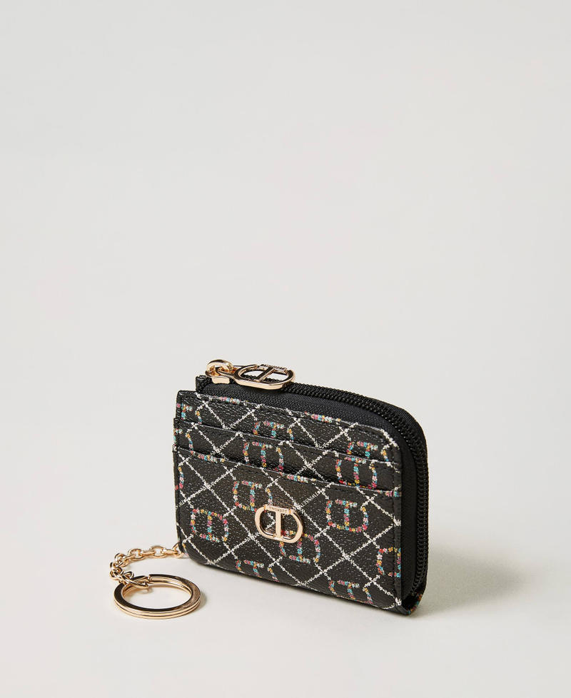 Card holder with zip and keyring Flower Oval T and Twinset / Black Woman 231TQ7409_10354_01