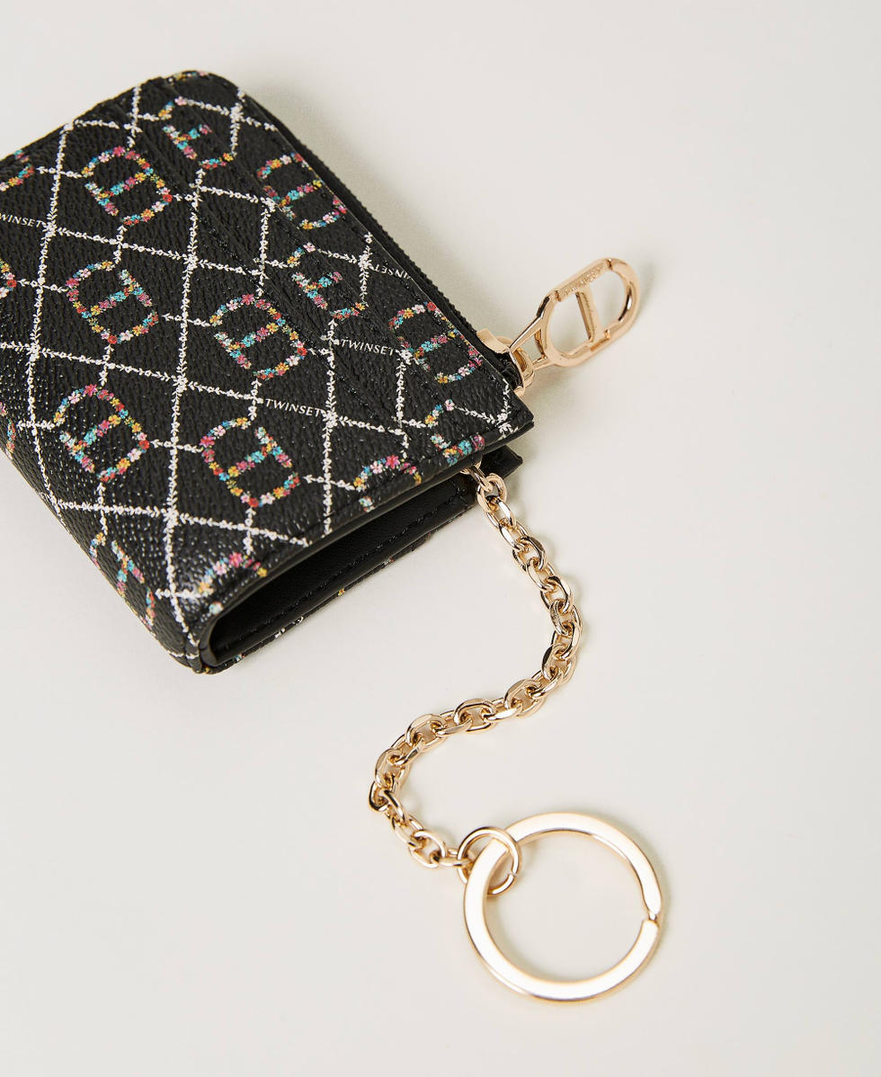 Card holder with zip and keyring Woman Black TWINSET Milano