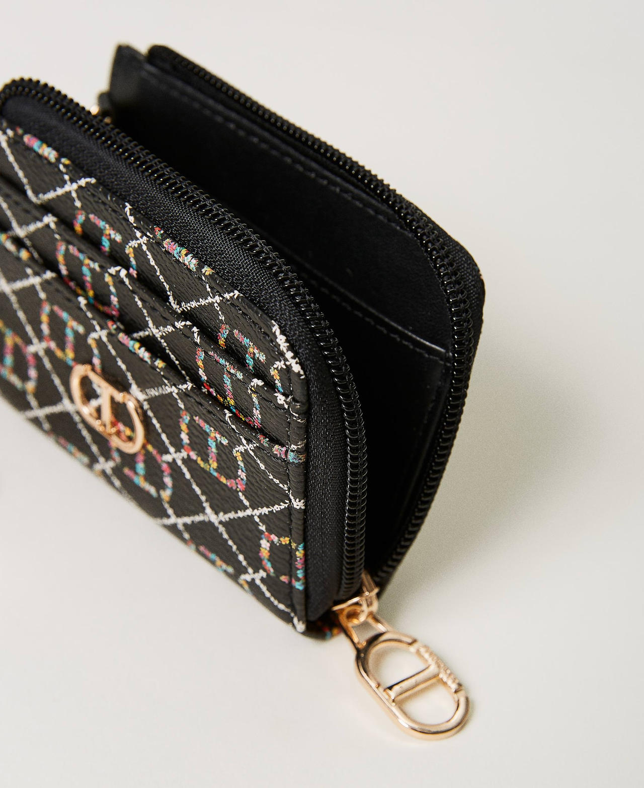 Card holder with zip and keyring Flower Oval T and Twinset / Black Woman 231TQ7409_10354_03