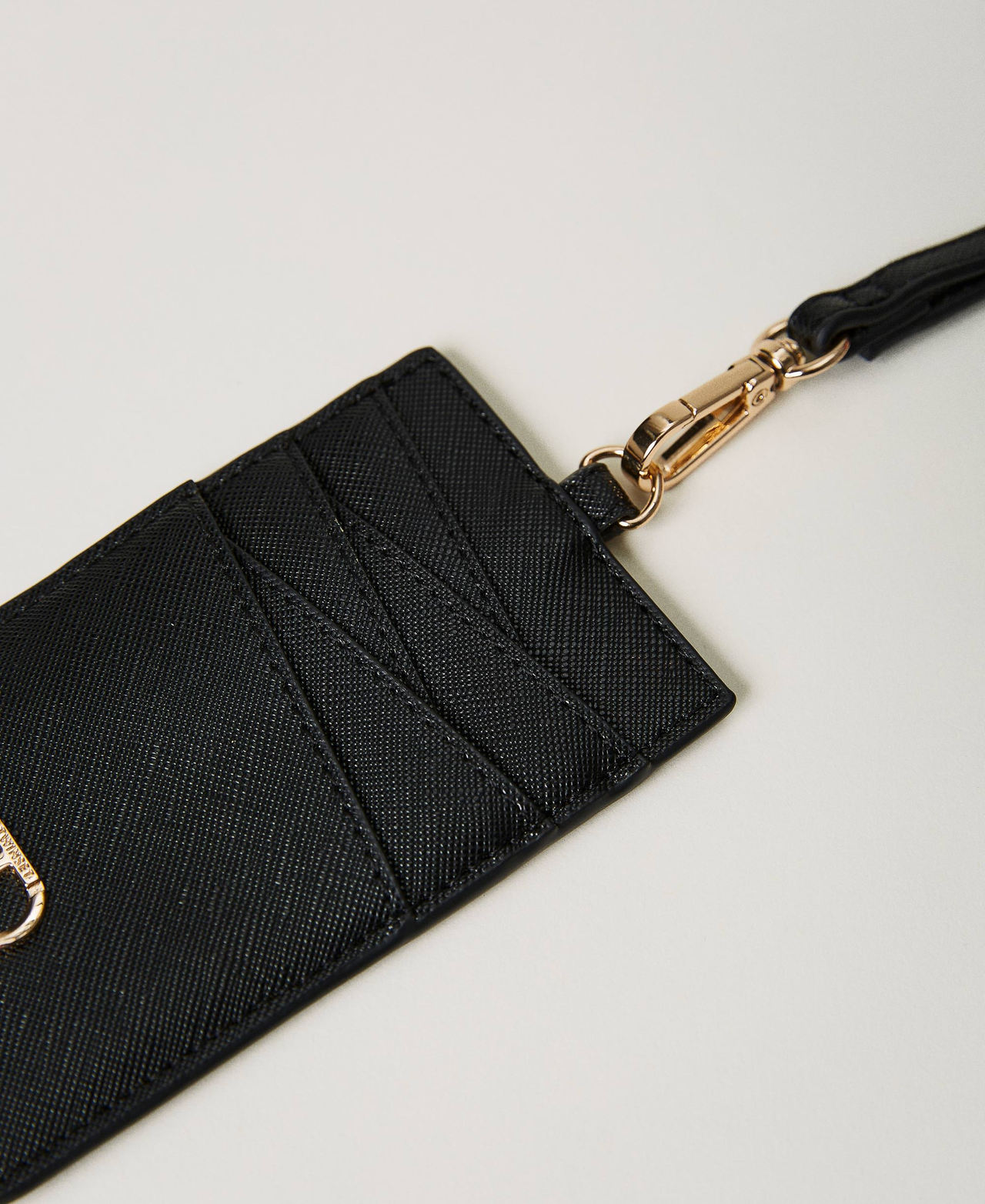 Card holder with strap Woman, Black | TWINSET Milano