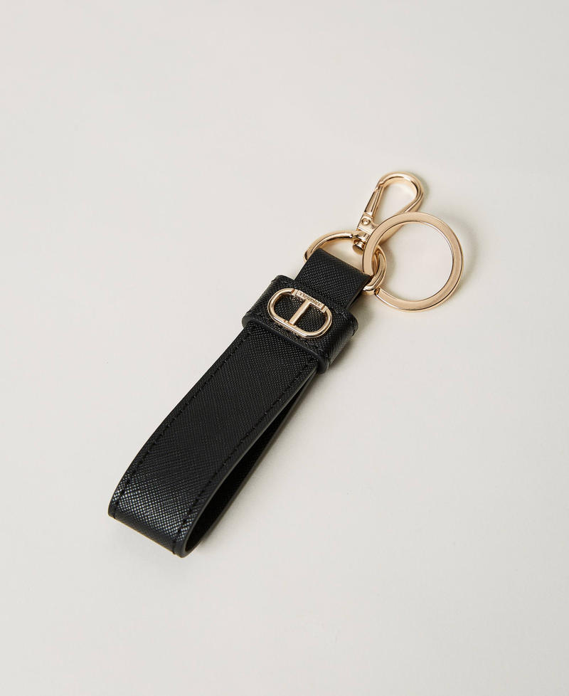 Schlüsselanhänger mit lackiertem Oval T-Logo Schwarz Frau 231TQ7410-01