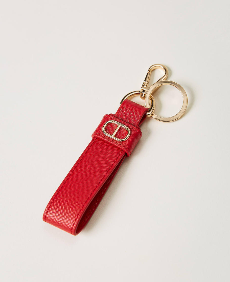 Keyring with Oval T Poppy Red Woman 231TQ7410_00456_01