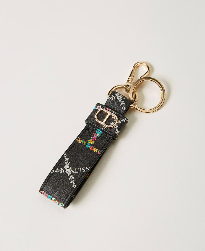 Schlüsselanhänger mit lackiertem Oval T-Logo OVAL T Flower und Twinset / Elfenbein Frau 231TQ7410-01