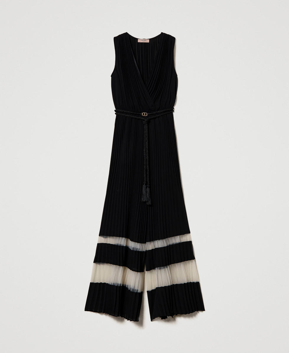 Tuta in georgette e tulle pliss Donna Nero TWINSET Milano