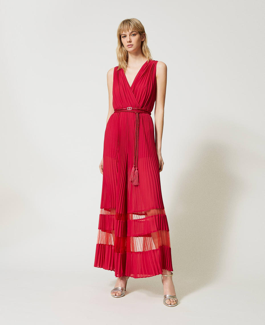 Combinaison en crêpe georgette et tulle plissé