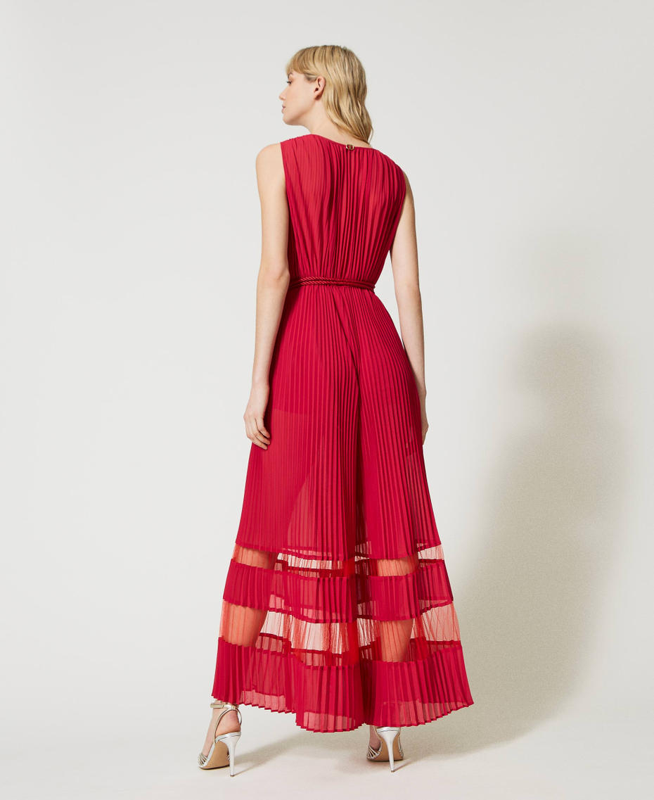 Combinaison en crêpe georgette et tulle plissé