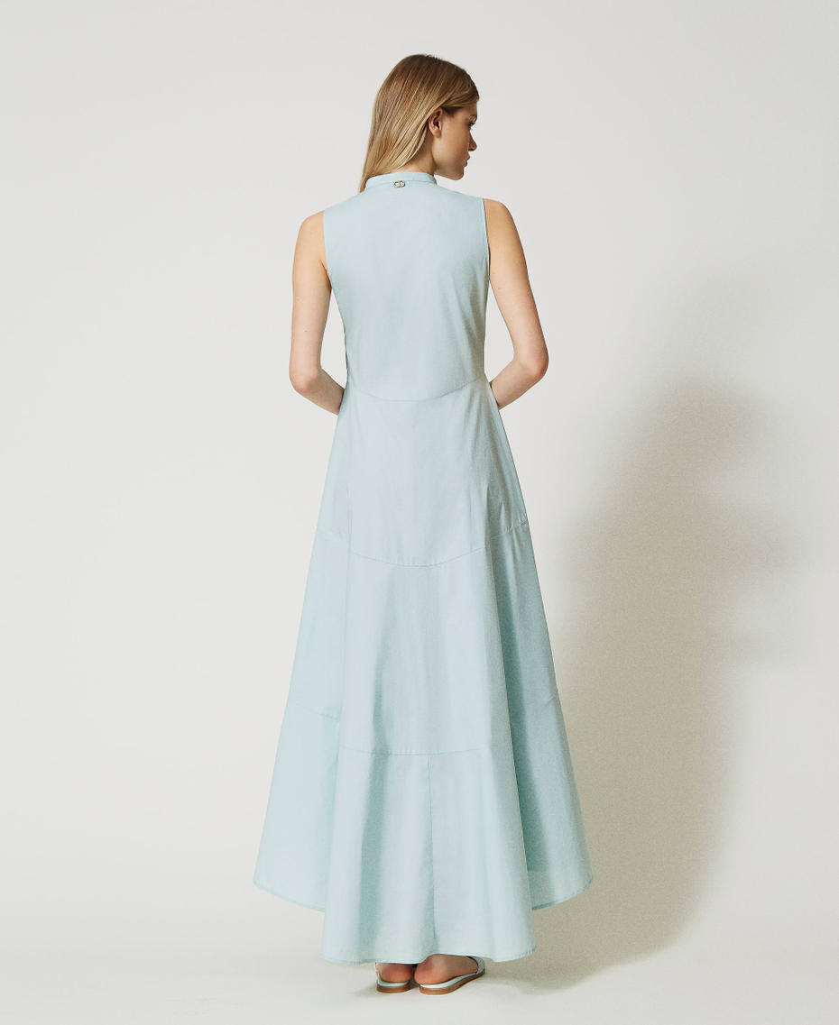Asymmetric long poplin dress