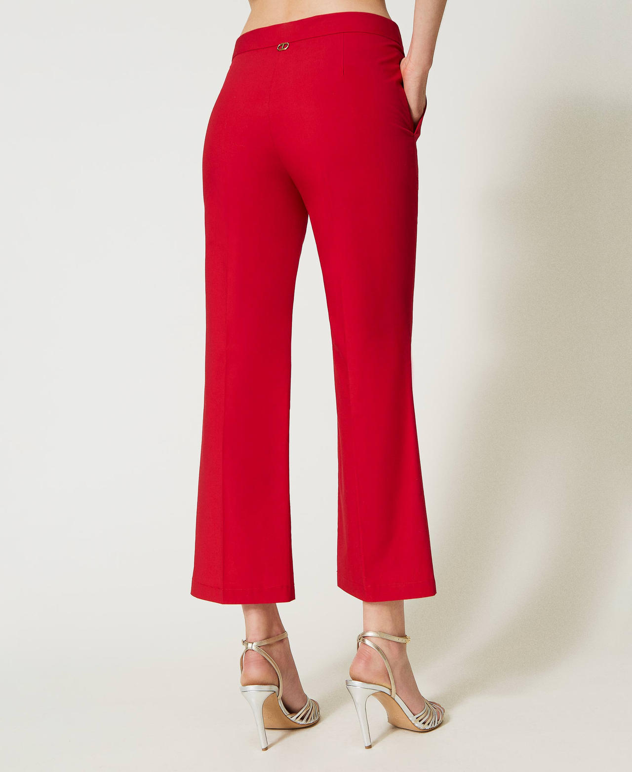 Cropped poplin trousers