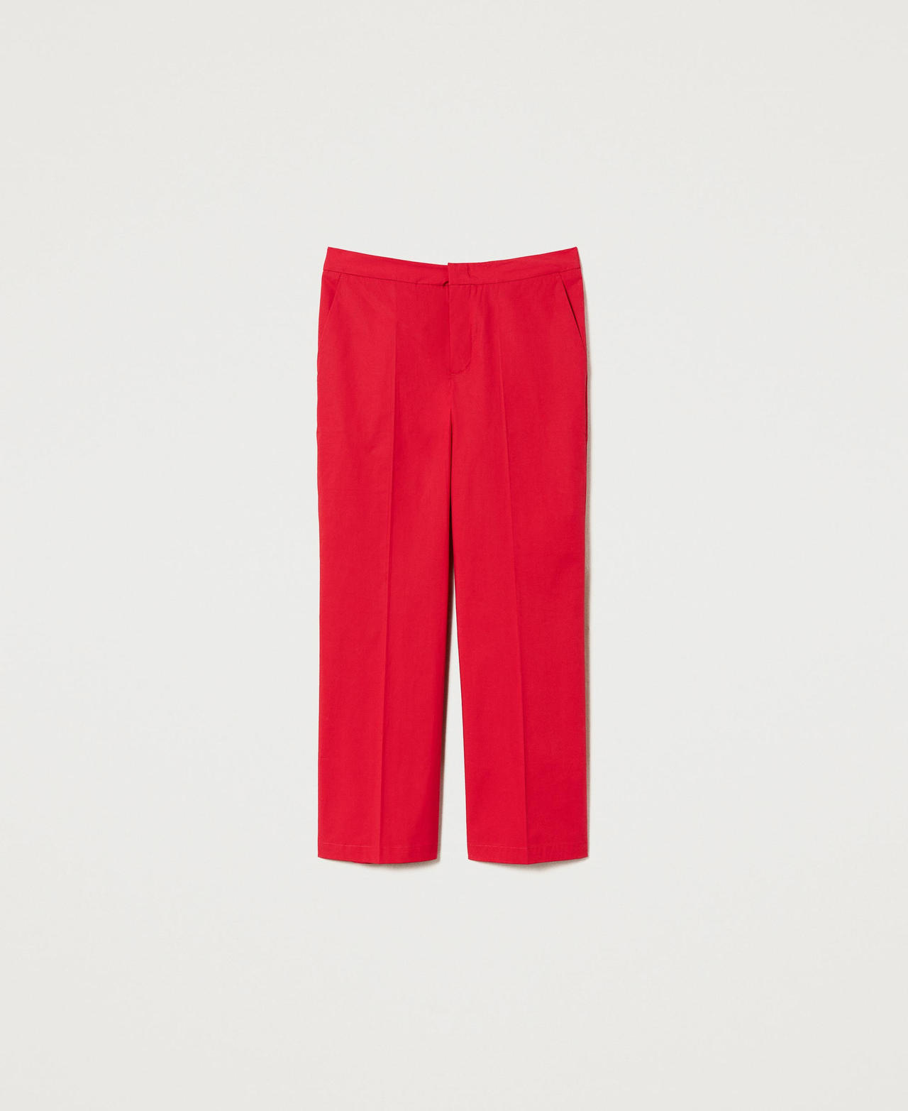 Cropped-Hose aus Popeline Venedigrot Frau 231TT2049-0S