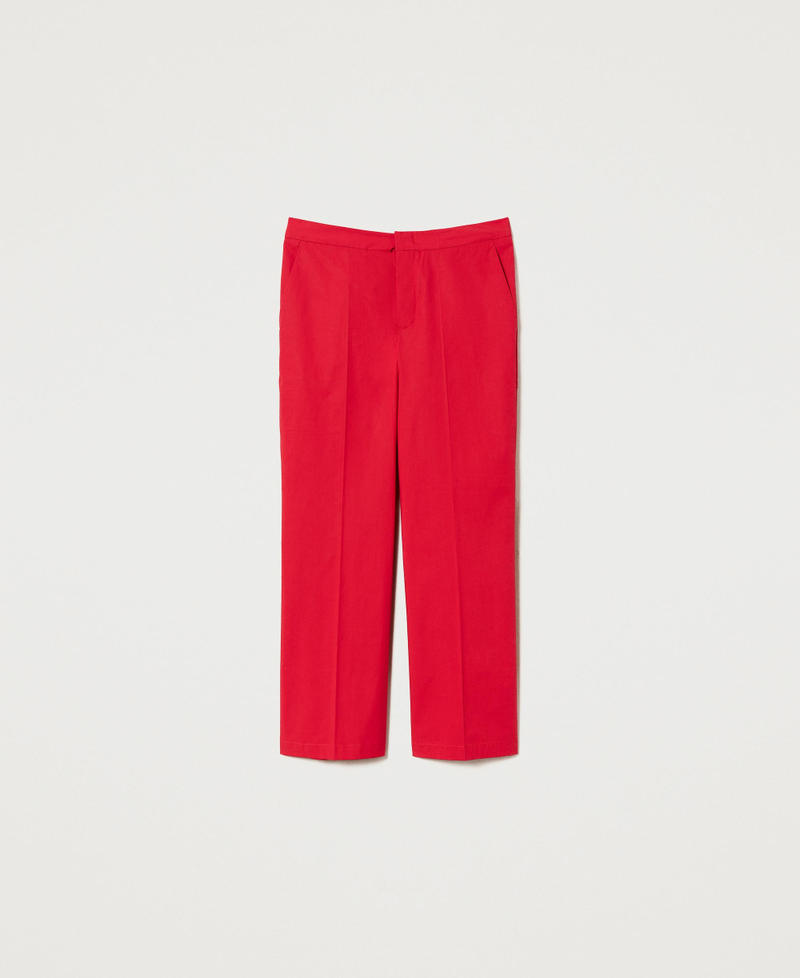 Cropped-Hose aus Popeline Venedigrot Frau 231TT2049-0S