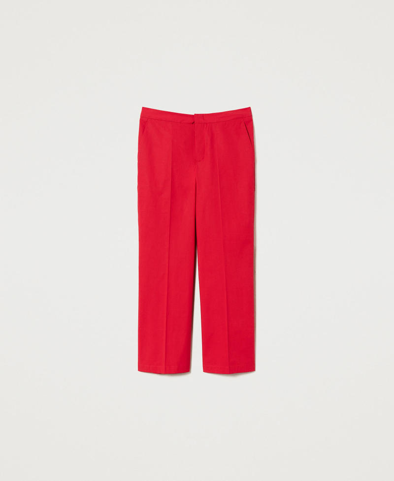 Pantalon cropped en popeline Rouge Vénitien Femme 231TT2049-0S
