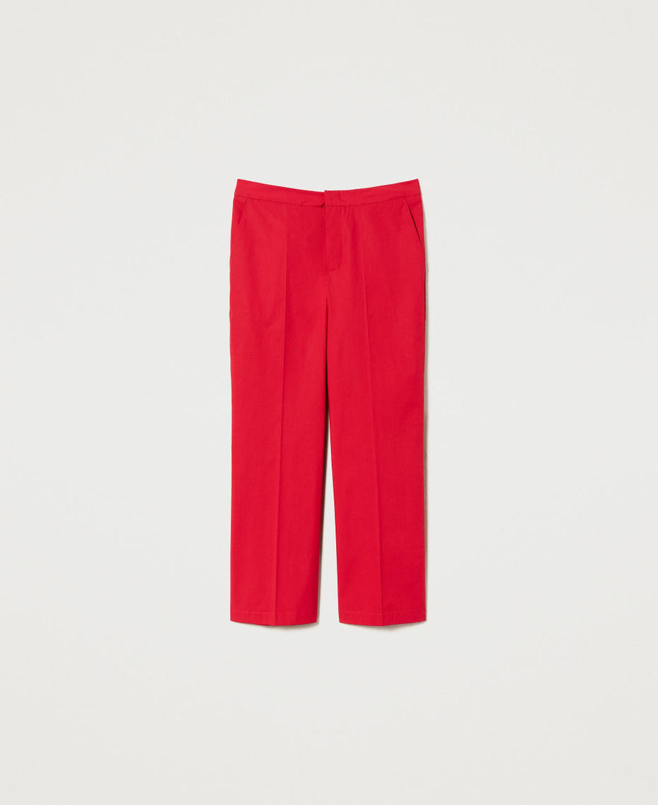 Cropped poplin trousers