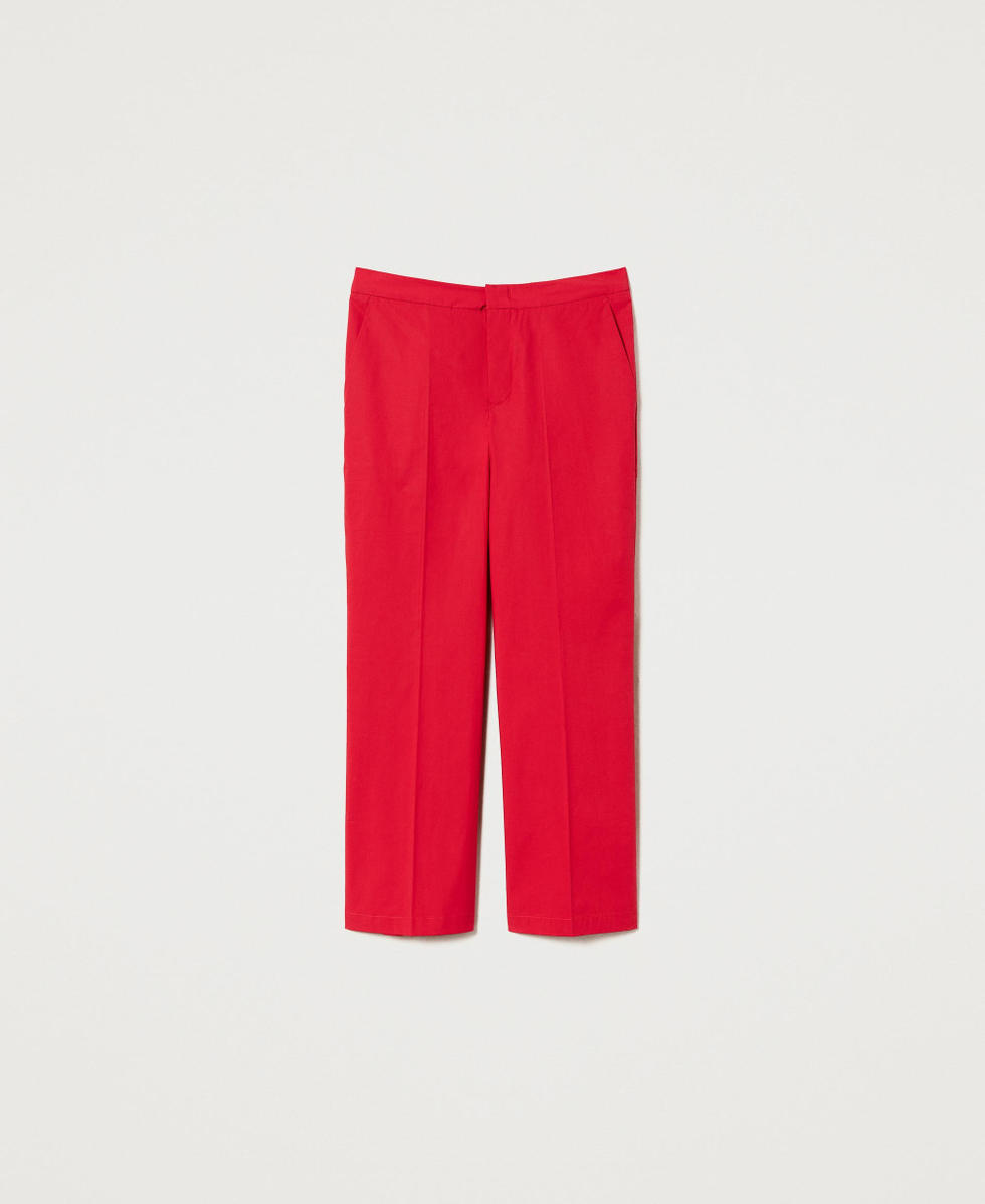 Cropped poplin trousers