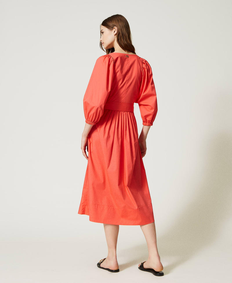 Robe longue en popeline avec poches