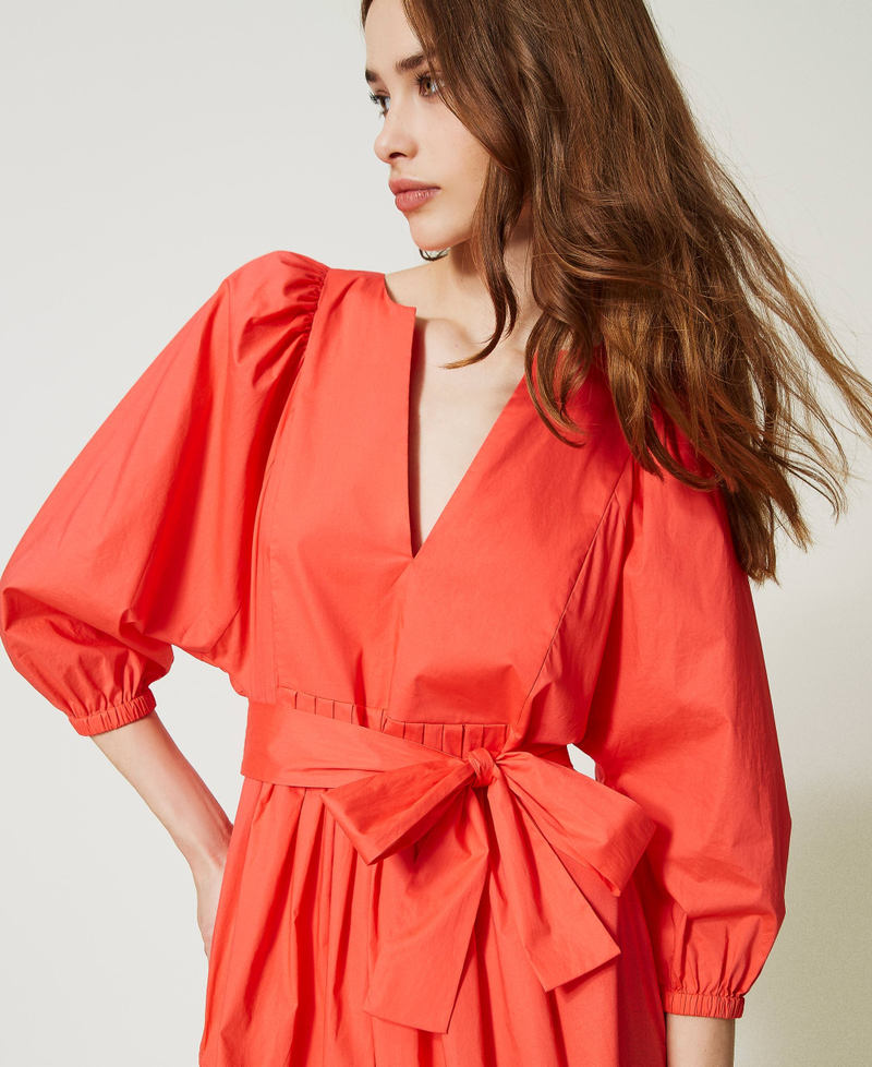 Robe longue en popeline avec poches