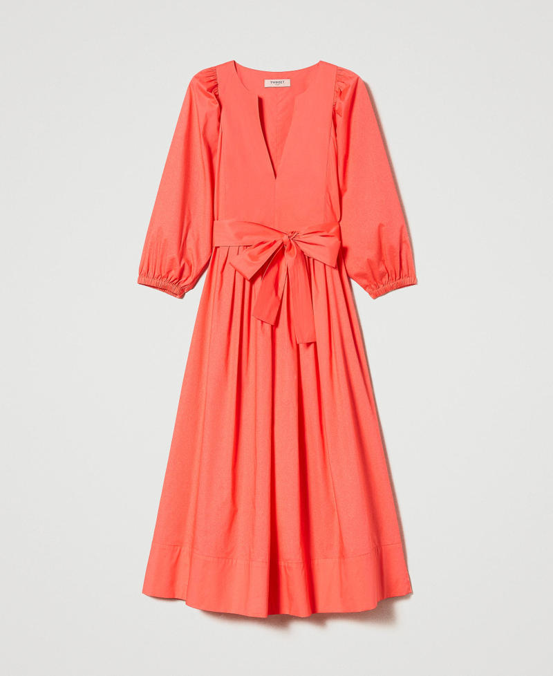 Robe longue en popeline avec poches