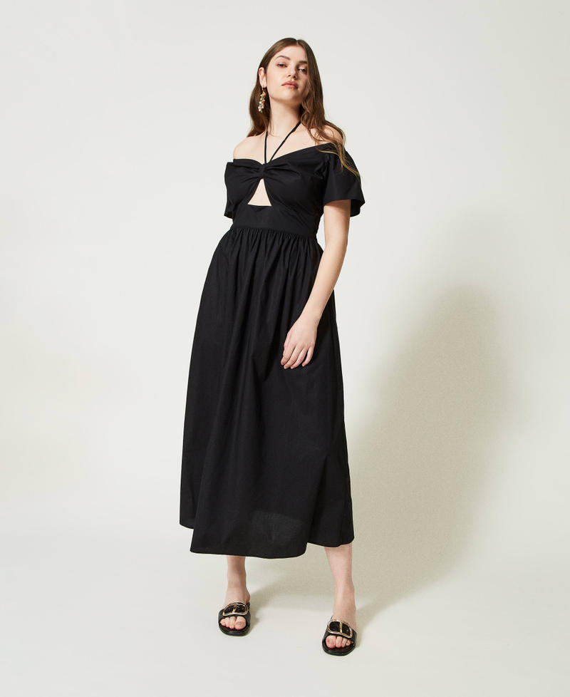 Robe longue en popeline avec ajour