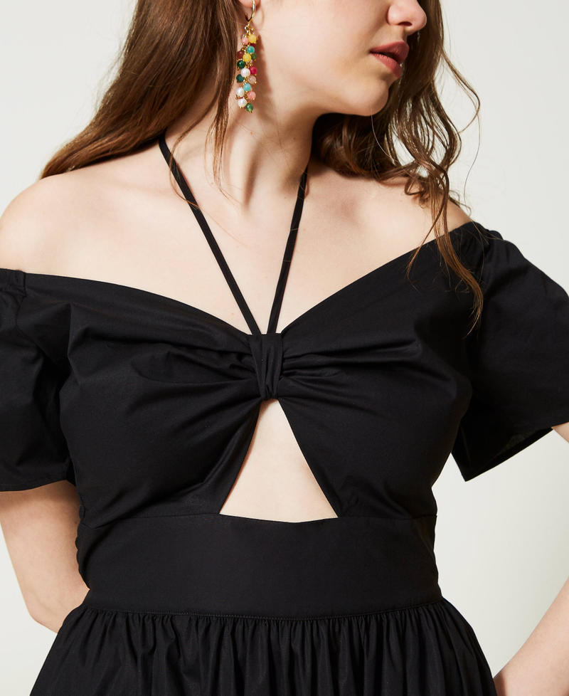 Robe longue en popeline avec ajour