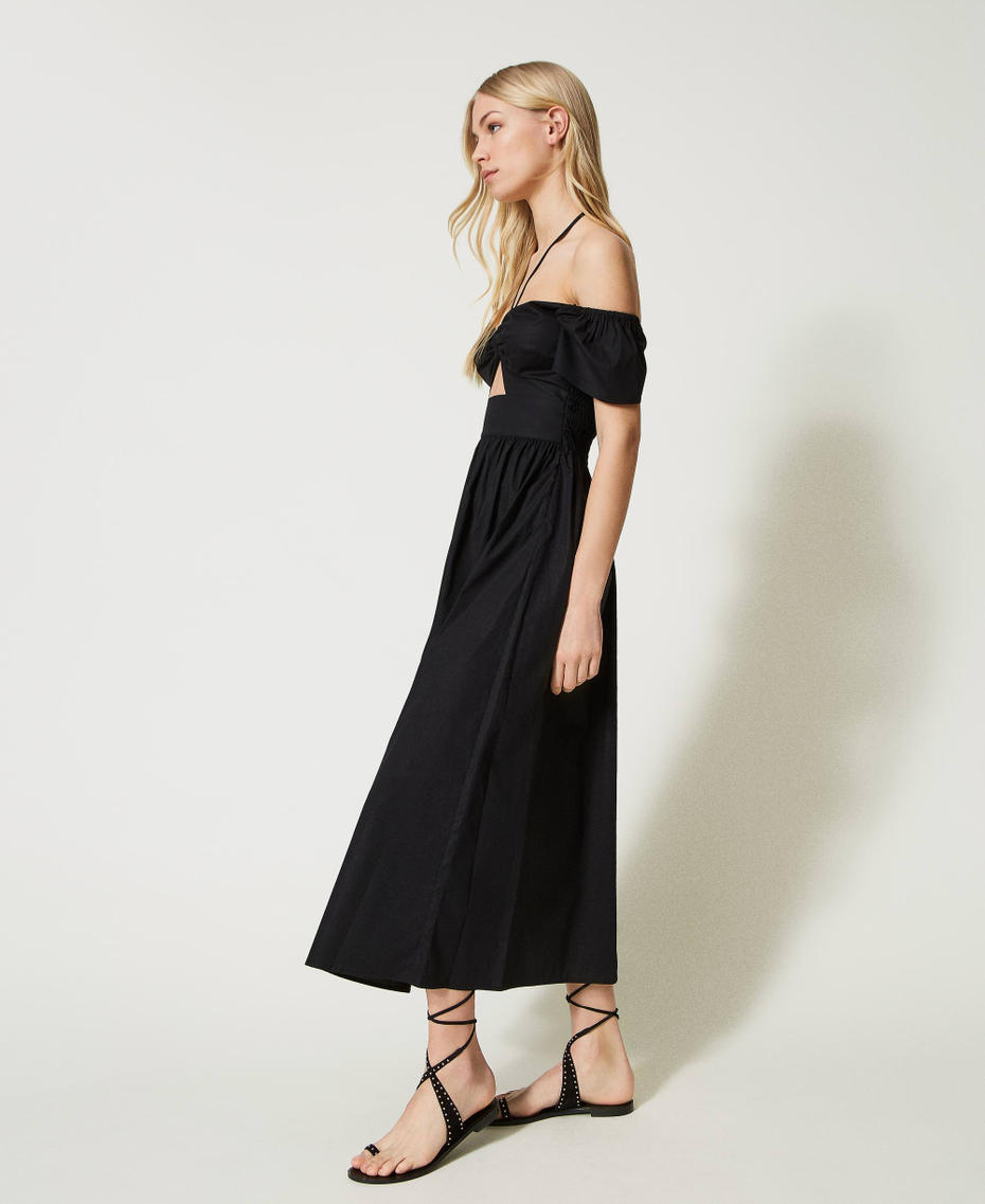 Robe longue en popeline avec ajour