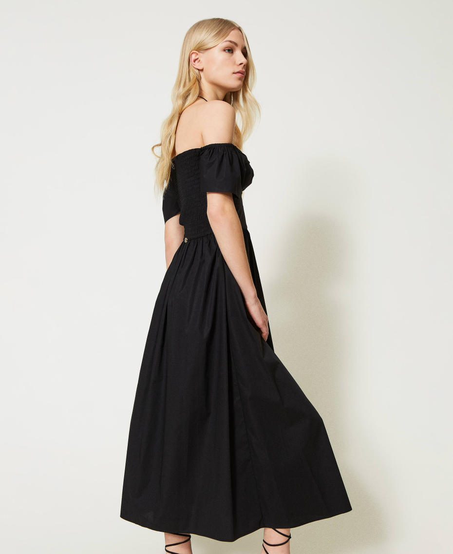 Abito lungo in popeline con cut-out