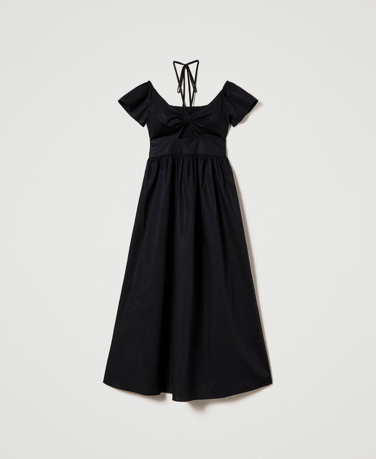 Robe longue en popeline avec ajour