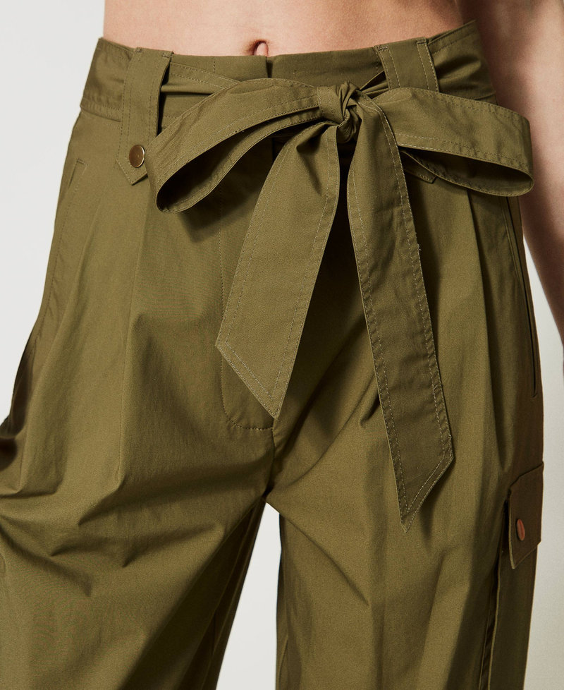 Poplin cargo trousers "Burnt Olive” Green Woman 231TT204G-05