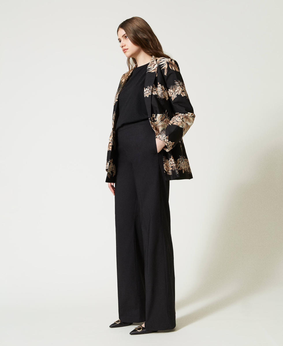 Wide leg poplin trousers