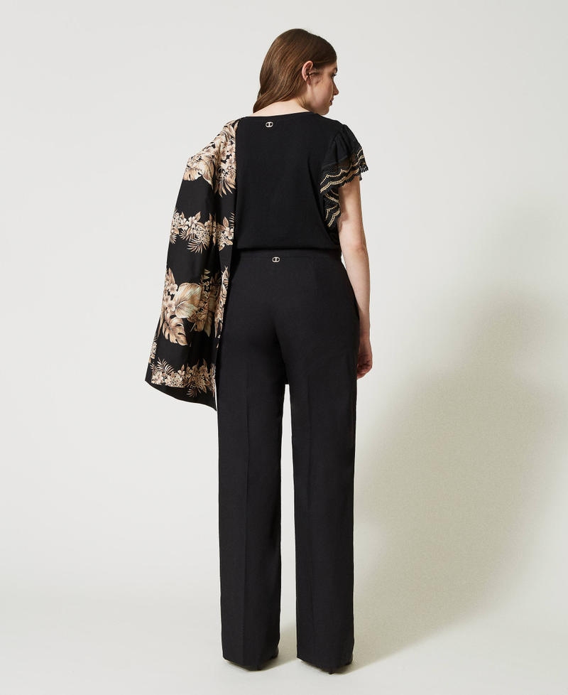 Wide leg poplin trousers