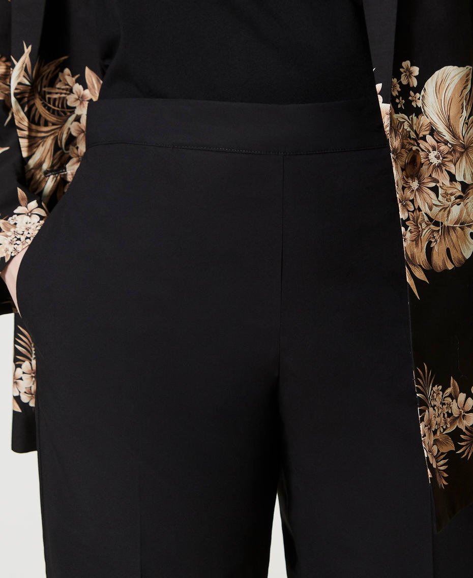 Wide leg poplin trousers