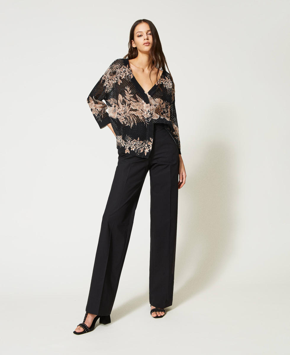 Wide leg poplin trousers