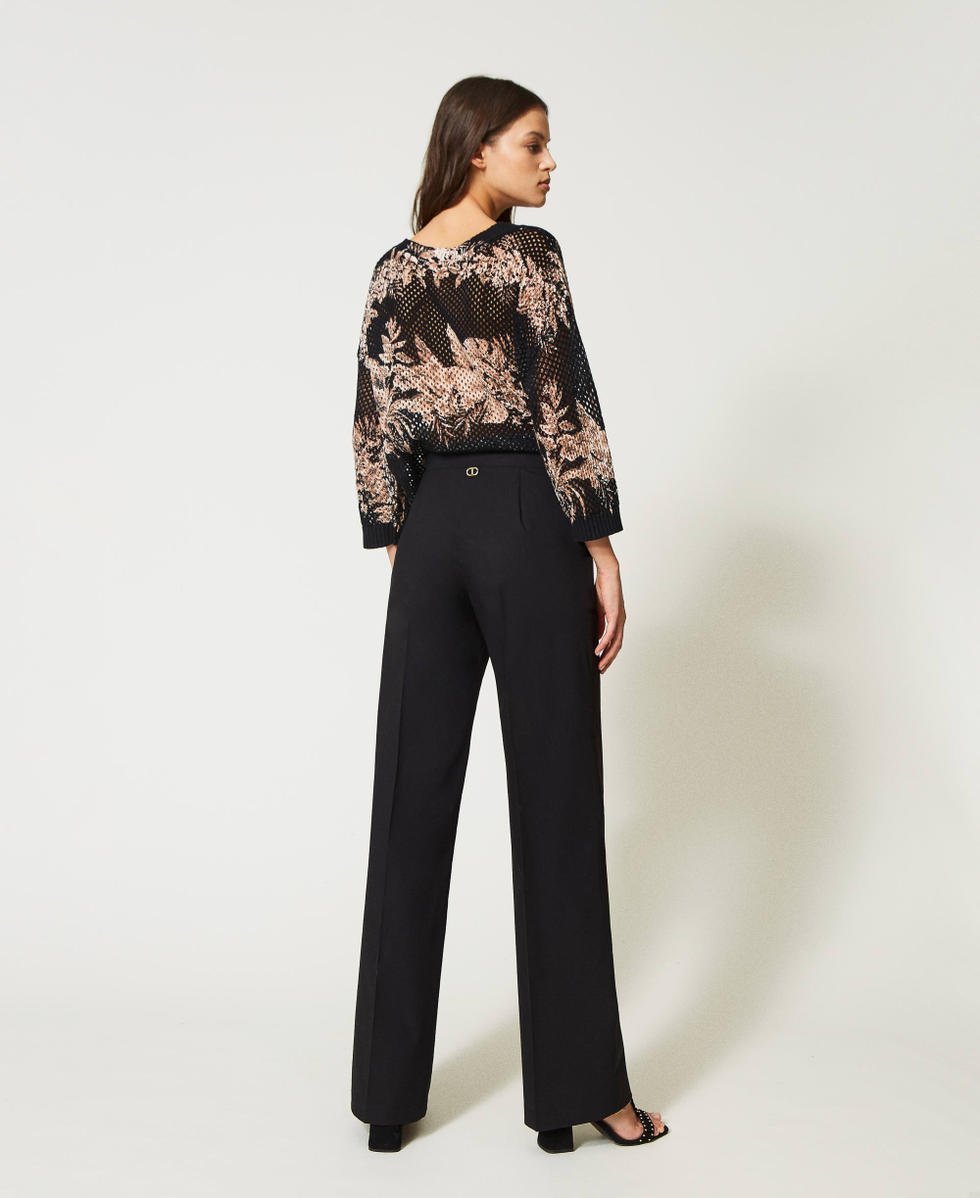 Wide leg poplin trousers
