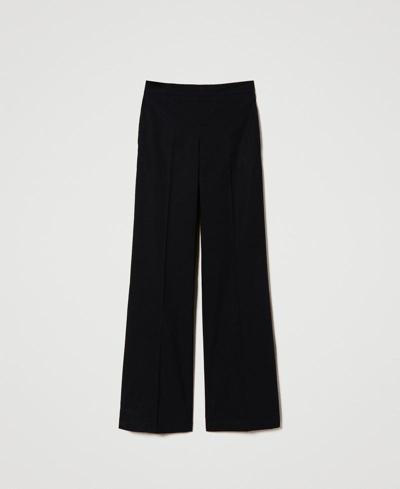 Wide leg poplin trousers