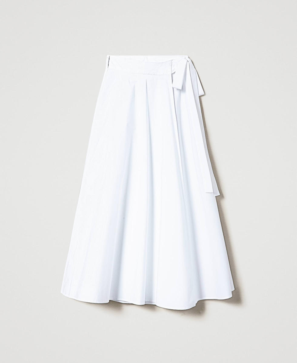 Poplin wrap around skirt Woman White TWINSET Milano