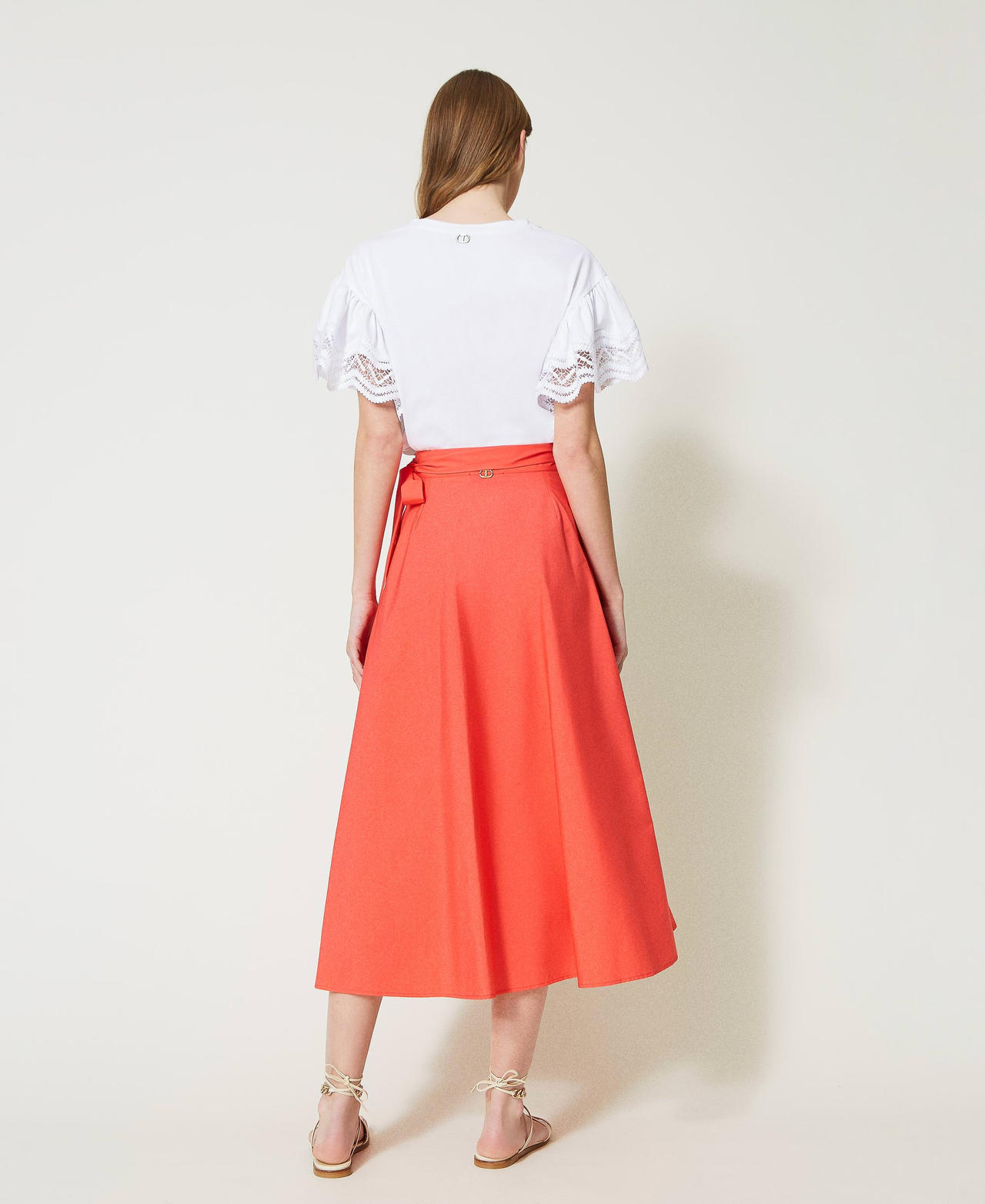 Poplin wrap-around skirt
