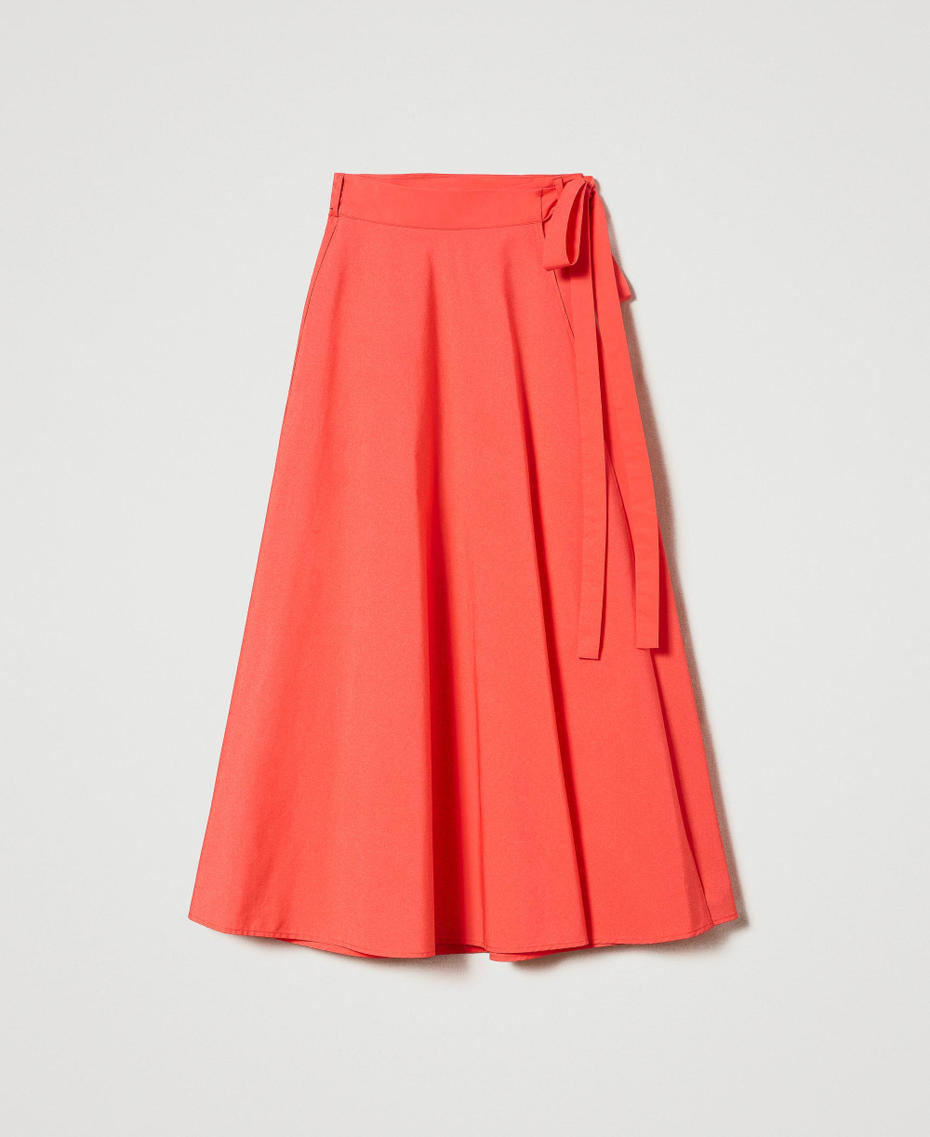 Poplin wrap-around skirt